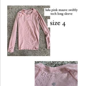 mauve lululemon swiftly tech long sleeve size 4